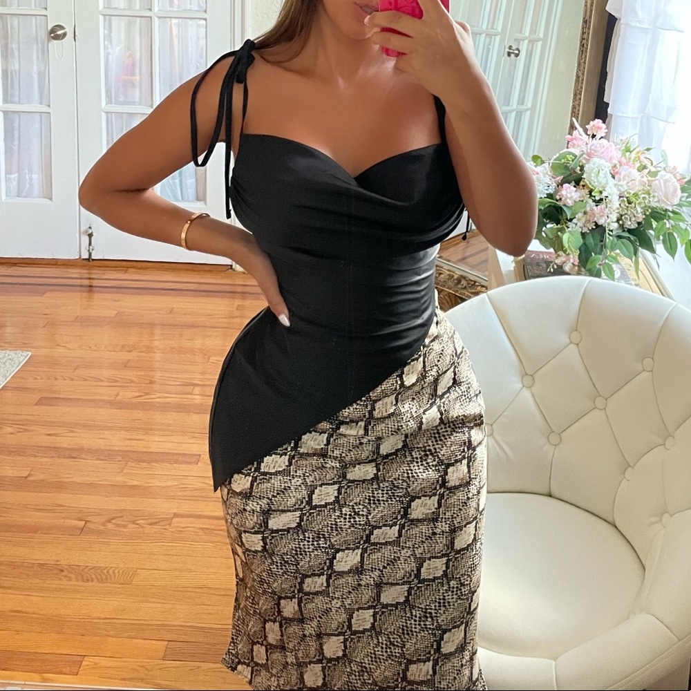 Black Satin Cami with Tie shoulders